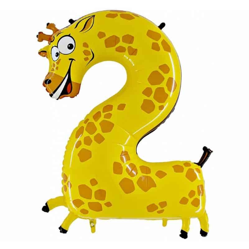 Animaloon Number 2 Giraffe Balloon Helium Filled - 40"