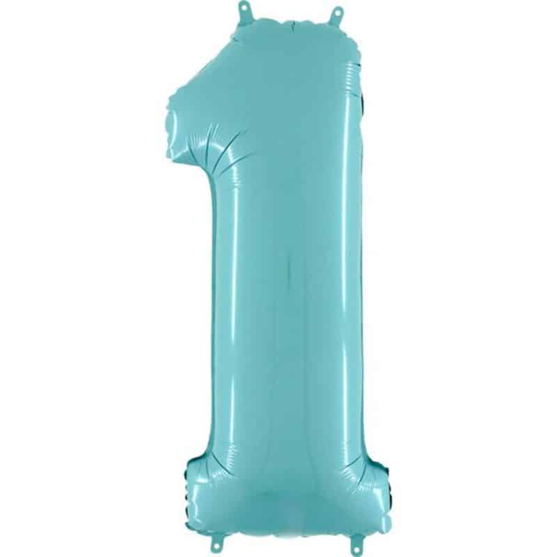 Pastel Blue Number 1 Balloon Helium Filled - 26"