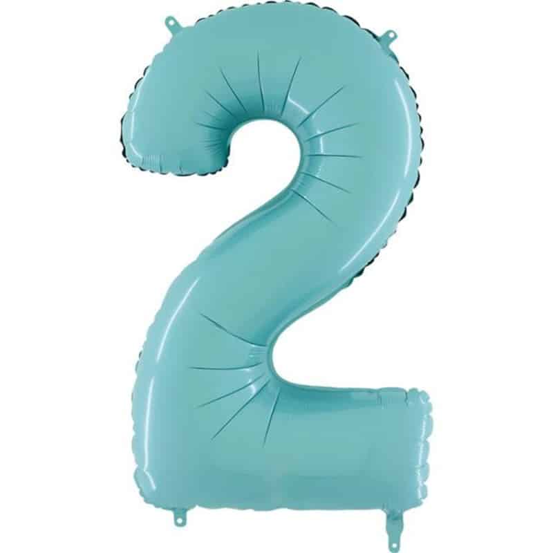 Pastel Blue Number 2 Balloon Helium Filled - 26"