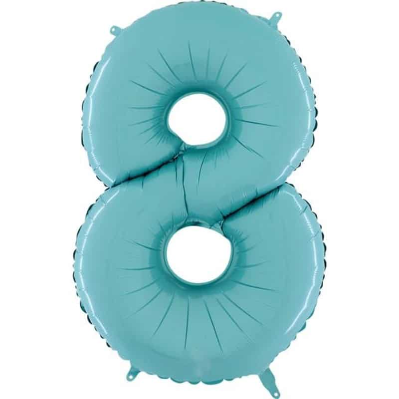 Pastel Blue Number 8 Balloon Helium Filled - 26"