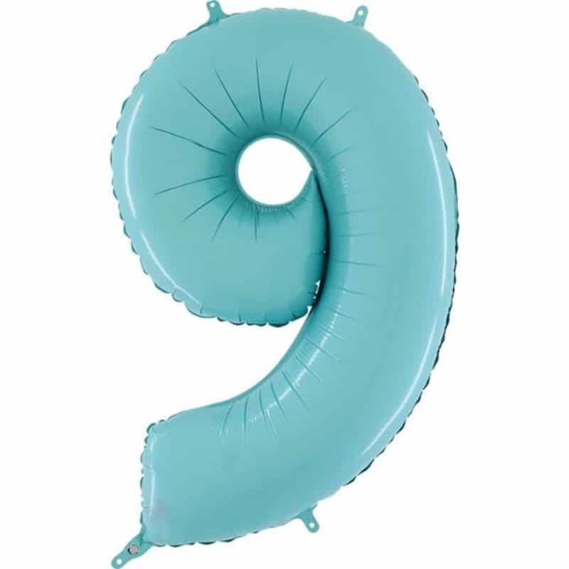 Pastel Blue Number 9 Balloon Helium Filled - 26"