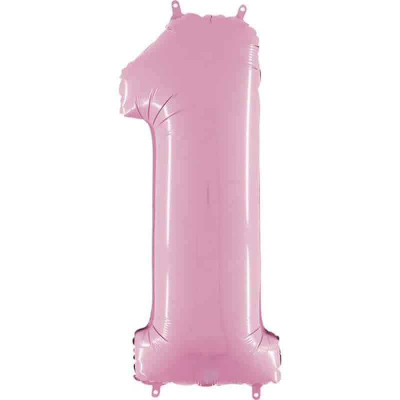 Pastel Pink Number 1 Balloon Helium Filled - 26"