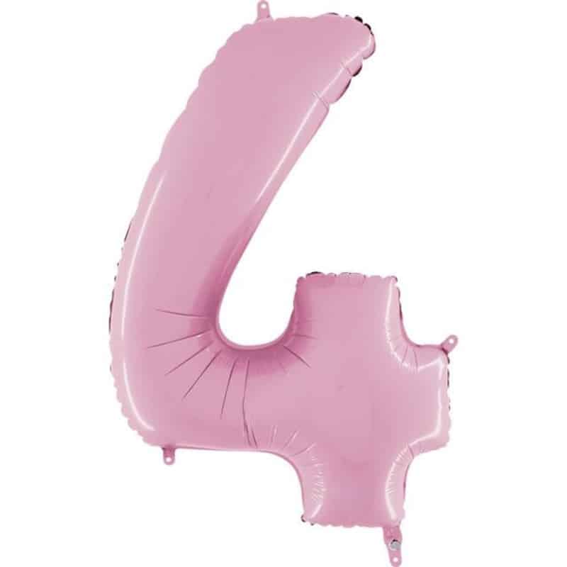 Pastel Pink Number 4 Balloon Helium Filled - 26"