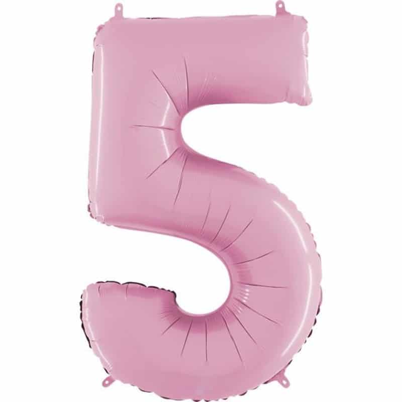 Pastel Pink Number 5 Balloon Helium Filled - 26"