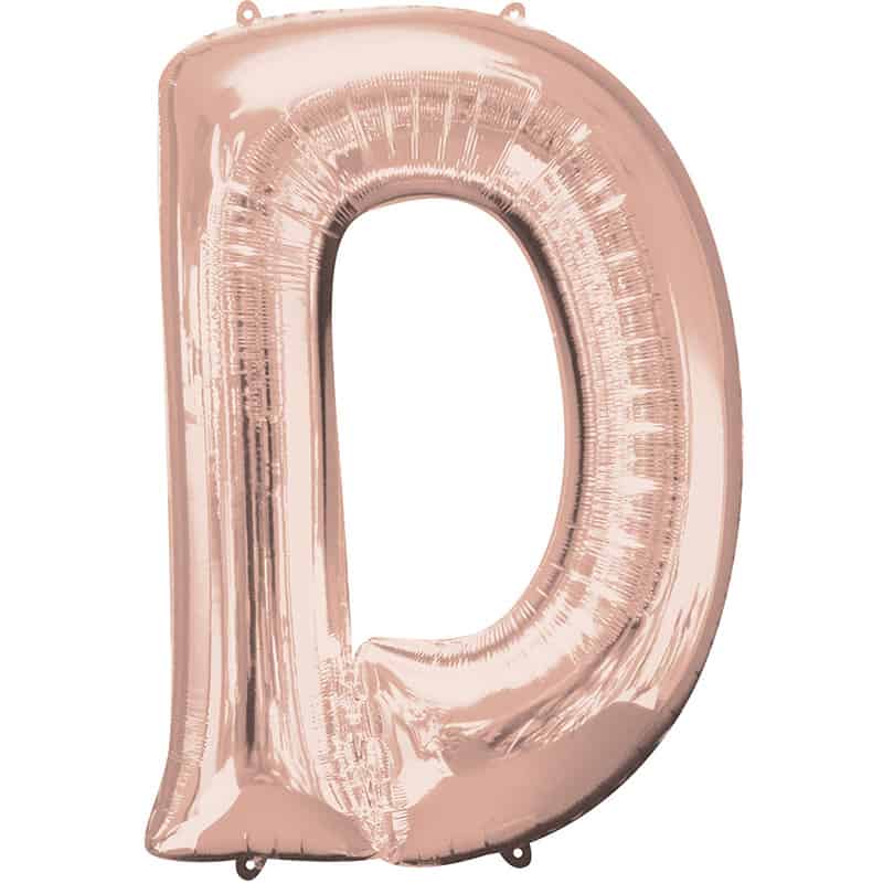 Rose Gold Letter D Helium Filled - 34"
