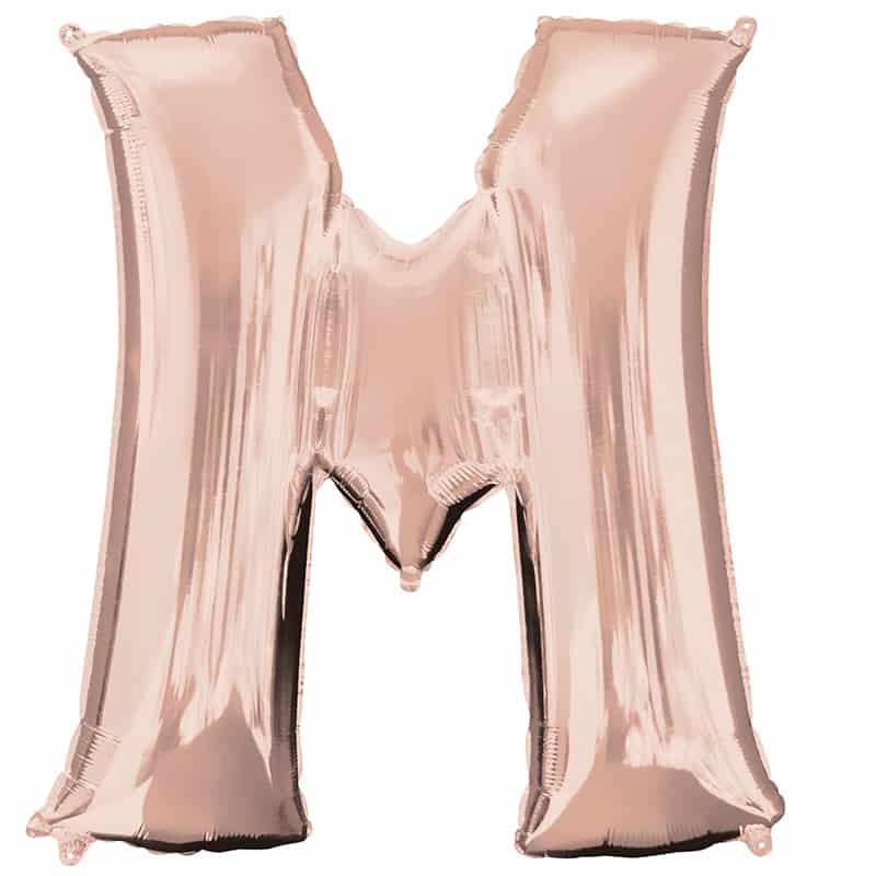Rose Gold Letter M Helium Filled - 34"