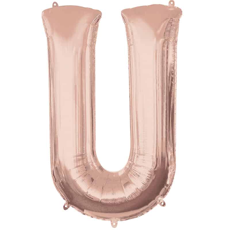 Rose Gold Letter U Helium Filled - 34"