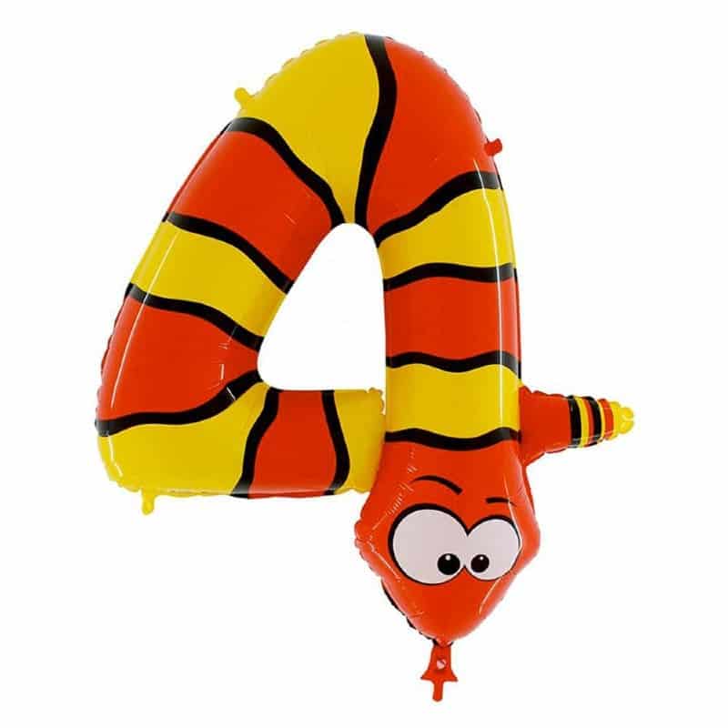 Animaloon Number 4 Snake Balloon Helium Filled - 40"