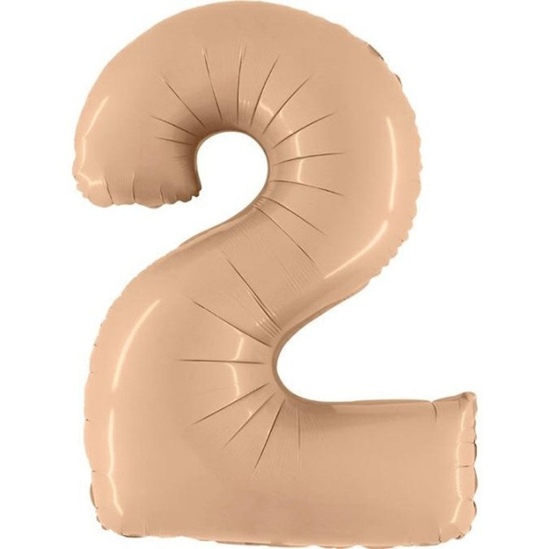 Nude Satin Number 2 Balloon Helium Filled - 34"