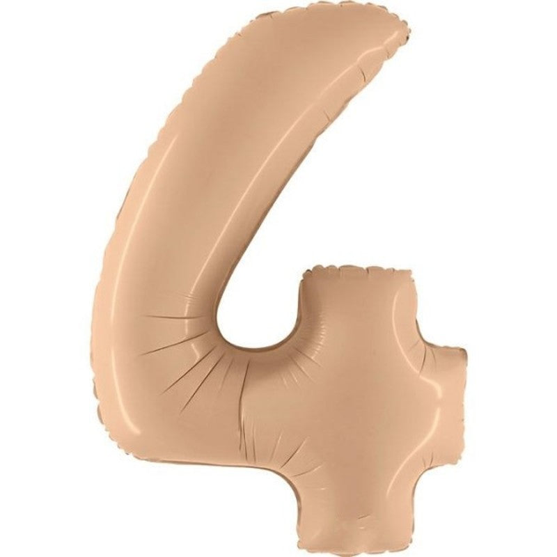 Nude Satin Number 4 Balloon Helium Filled - 34"