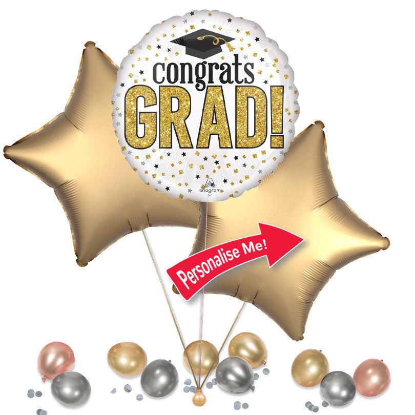 Congrats Grand Balloon Bouquet Delivery - Gold