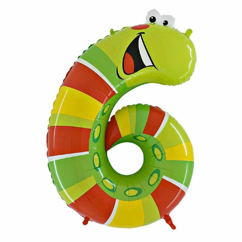 Animaloon Number 6 Caterpillar Balloon Helium Filled - 40"