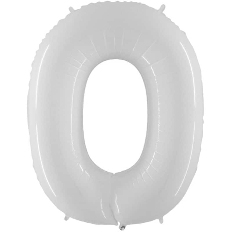 Shiny White Number 0 Balloon Helium Filled - 40"