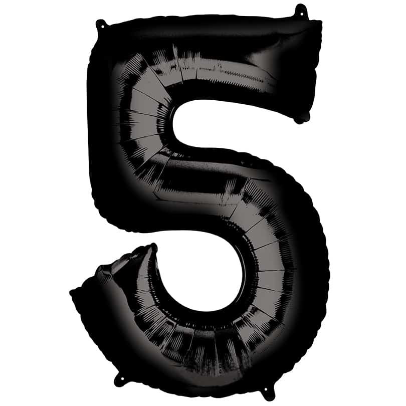 Black Number 5 Balloon Helium Filled - 34"