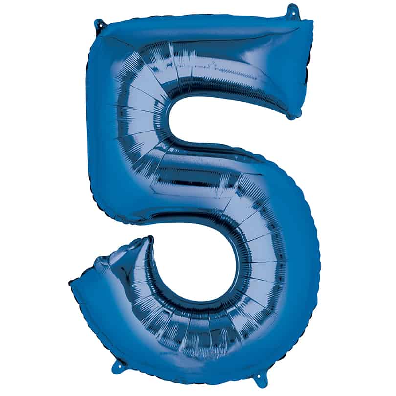 Blue Number 5 Balloon Helium Filled - 34"