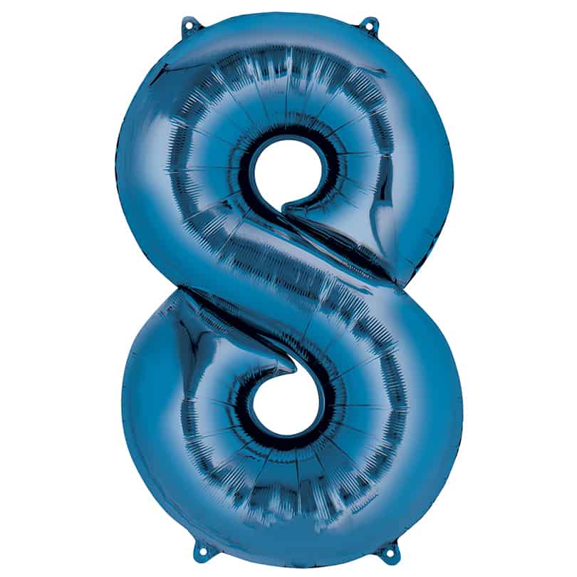 Blue Number 8 Balloon Helium Filled - 34"