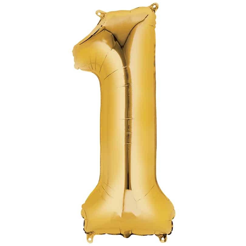 Gold Number 1 Balloon Helium Filled - 34"
