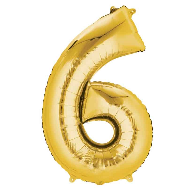 Gold Number 6 Balloon Helium Filled - 34"
