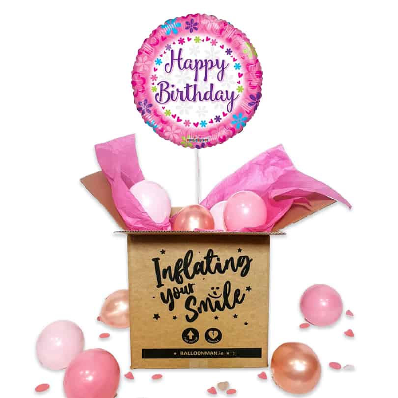 18" Happy Birthday Flowers Balloon Delivery