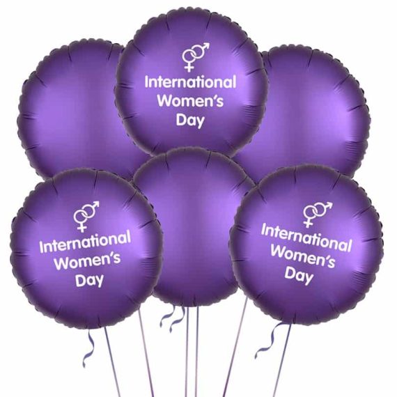 International Womens Day Round Foil Balloon Bouquet – (6’s)