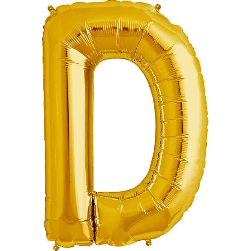Gold Letter D Helium Filled - 34"