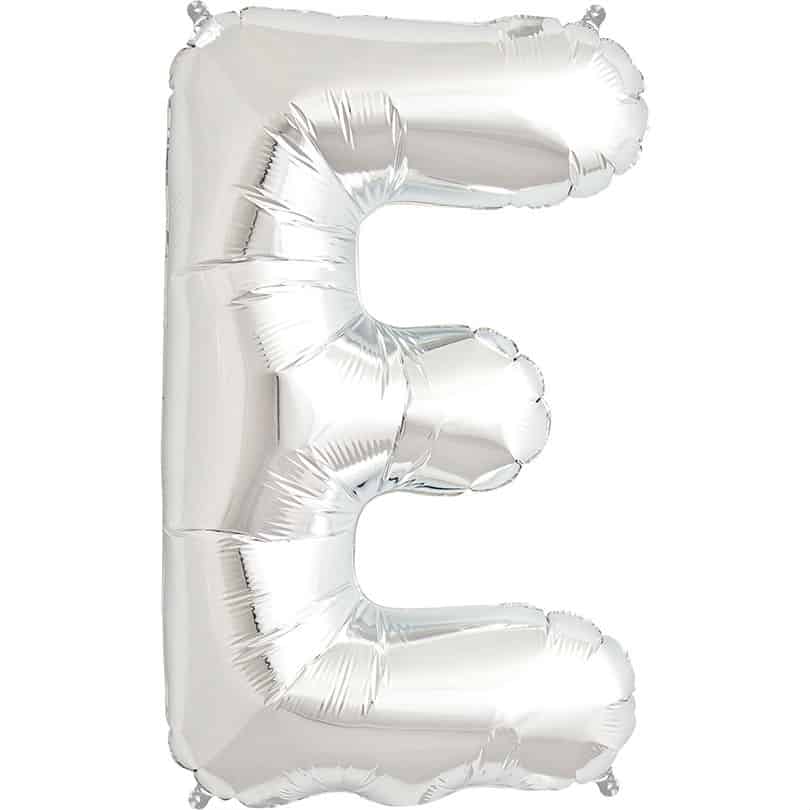 Silver Letter E Helium Filled - 34"