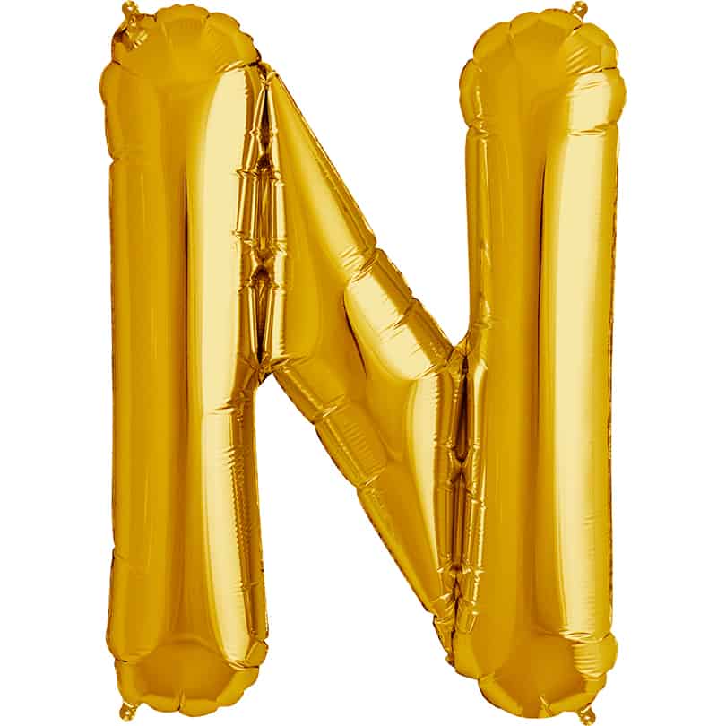 Gold Letter N Helium Filled - 34"