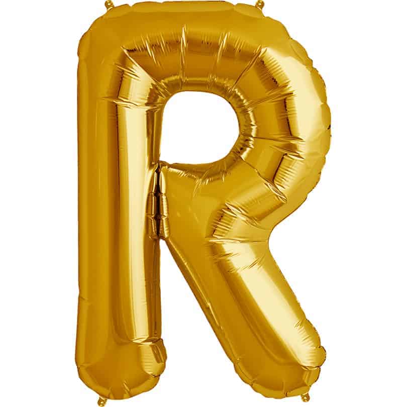 Gold Letter R Helium Filled - 34"
