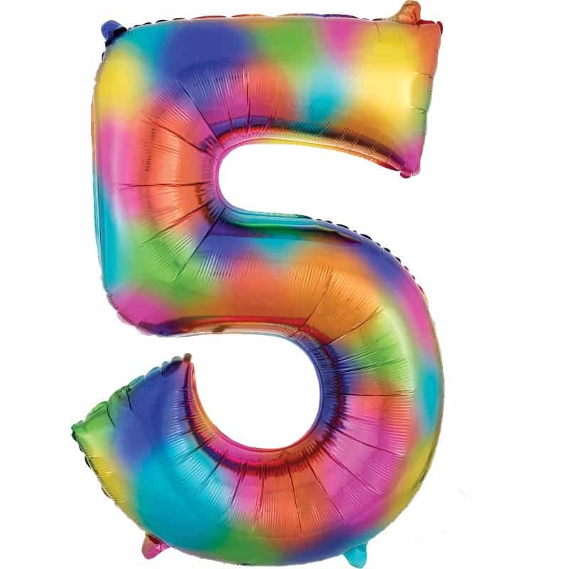 Multi-Colour Number 5 Balloon Helium Filled - 34"