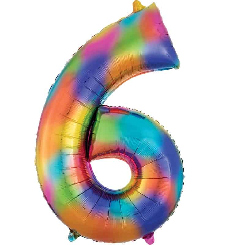 Multi-Colour Number 6 Balloon Helium Filled - 34"