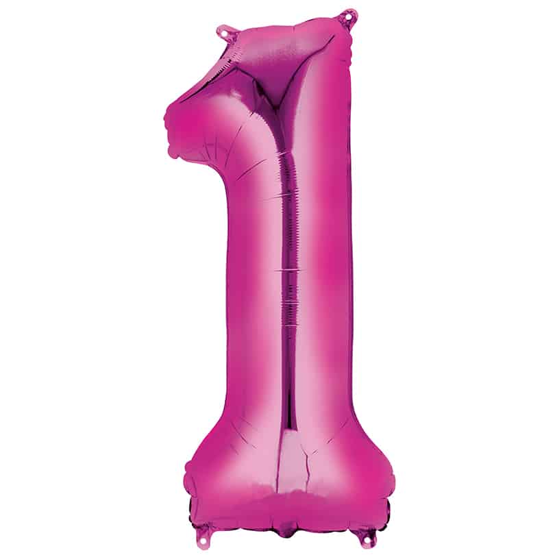 Pink Number 1 Balloon Helium Filled - 34"