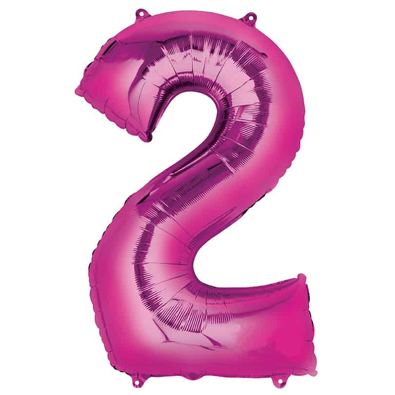 Pink Number 2 Balloon Helium Filled - 34"