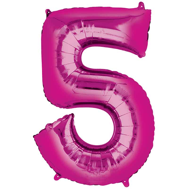 Pink Number 5 Balloon Helium Filled - 34"