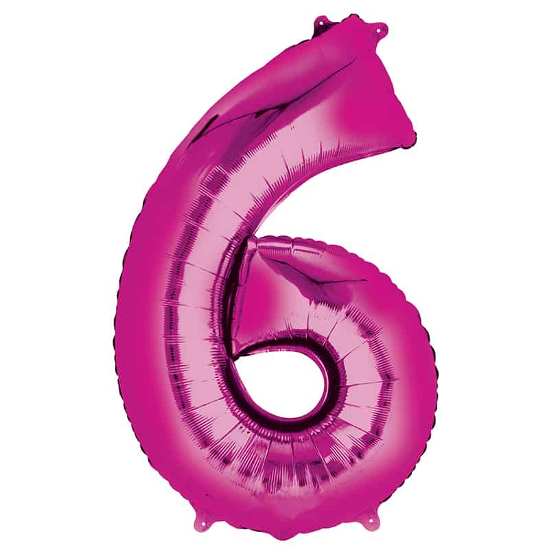 Pink Number 6 Balloon Helium Filled - 34"