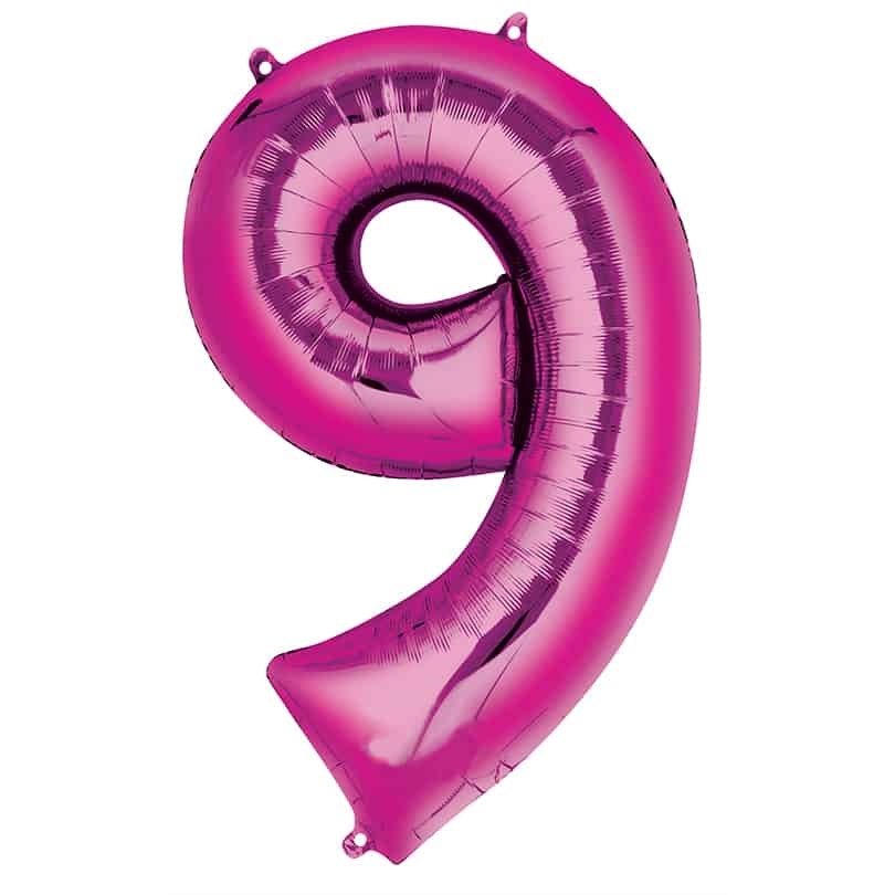 Pink Number 9 Balloon Helium Filled - 34"