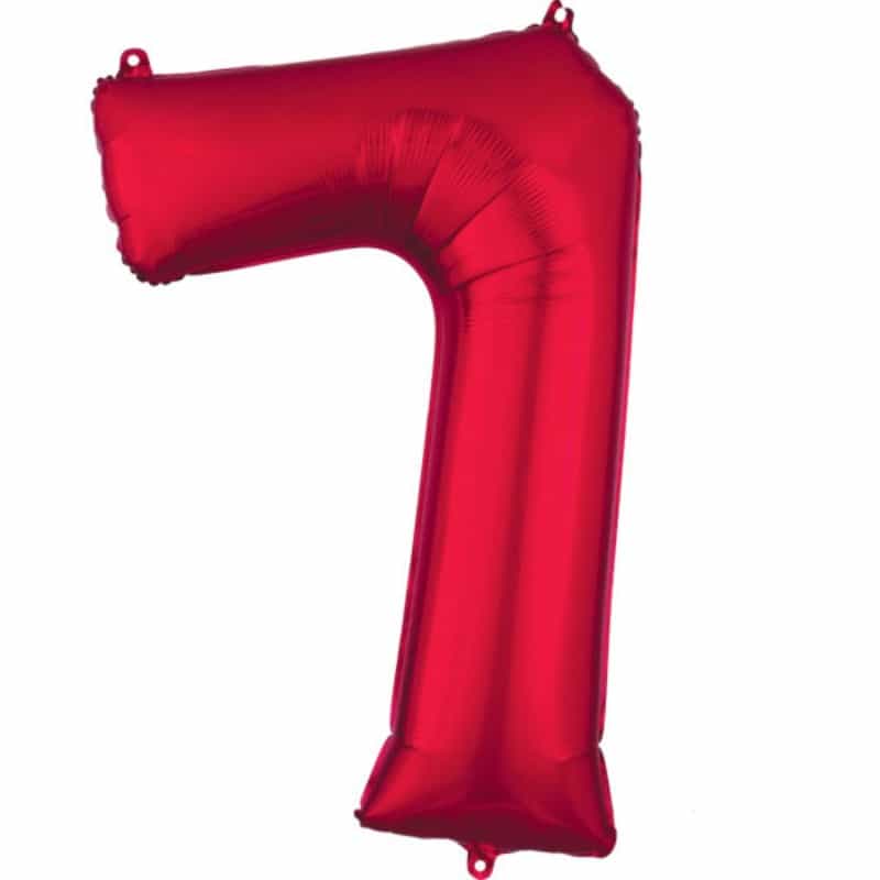Red Number 7 Helium Filled - 34"