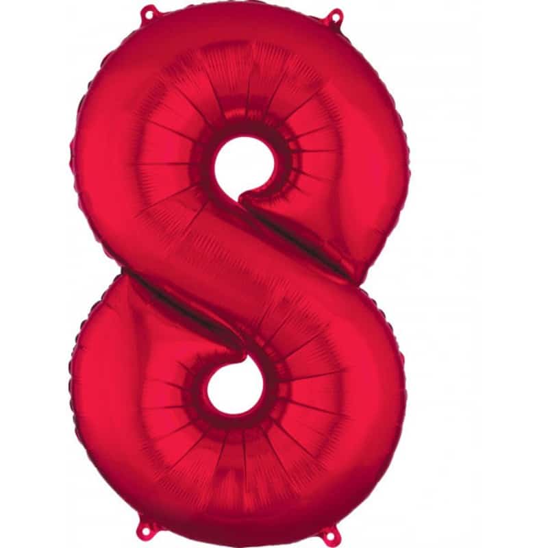 Red Number 8 Helium Filled - 34"