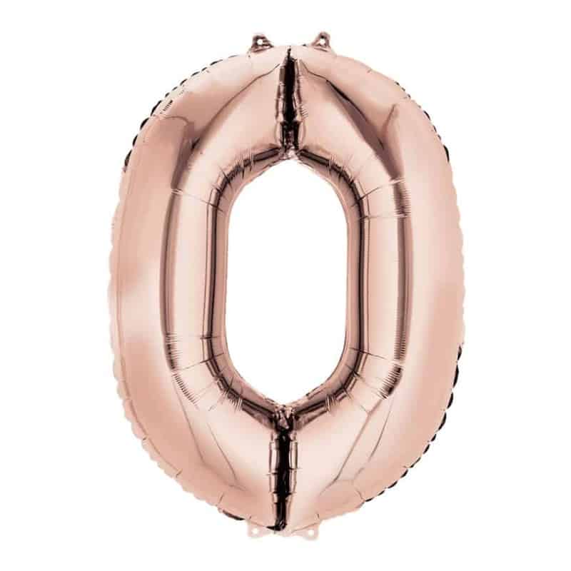 Rose Gold Number 0 Helium Filled - 34"
