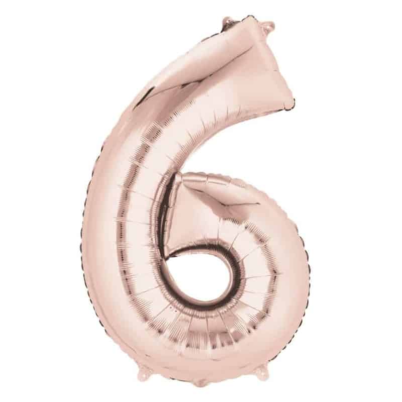 Rose Gold Number 6 Helium Filled - 34"