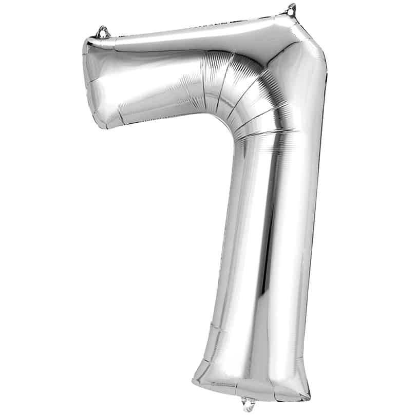 Silver Number 7 Balloon Helium Filled - 34"