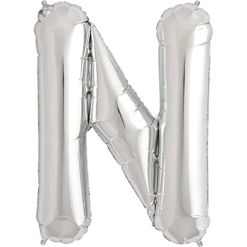 Silver Letter N Helium Filled - 34"