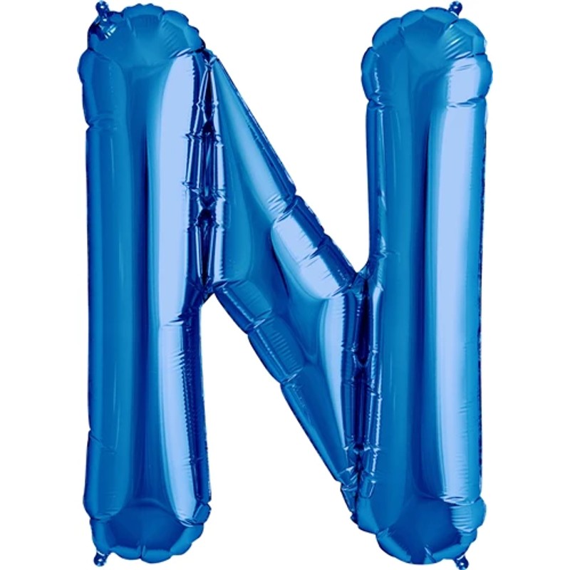 Blue Letter N Helium Filled - 34"