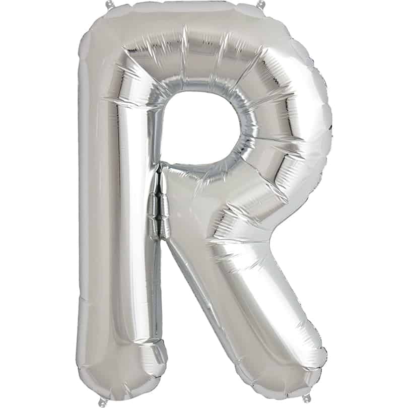 Silver Letter R Helium Filled - 34"
