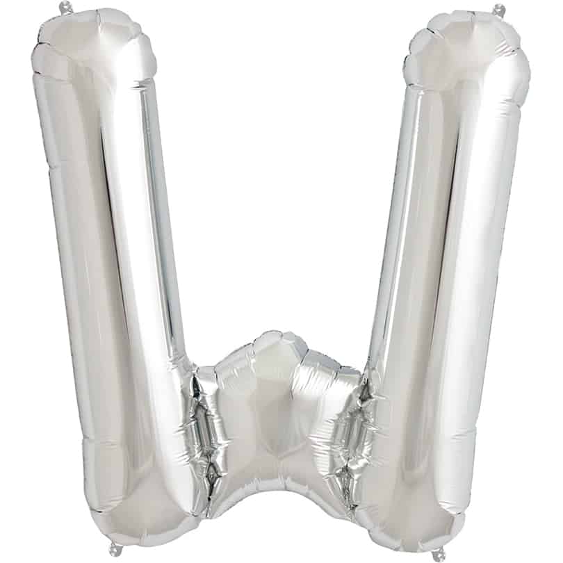 Silver Letter W Helium Filled - 34"
