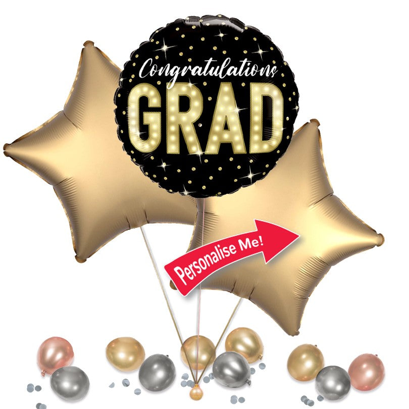 Congratulations Grad Balloon Bouquet Delivery - Gold