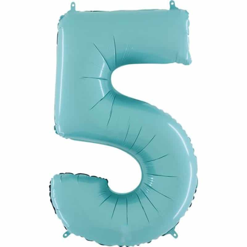 Pastel Blue Number 5 Balloon Helium Filled - 26"