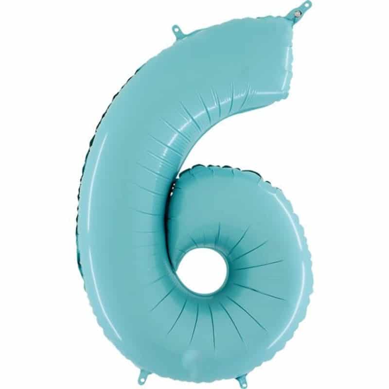 Pastel Blue Number 6 Balloon Helium Filled - 26"