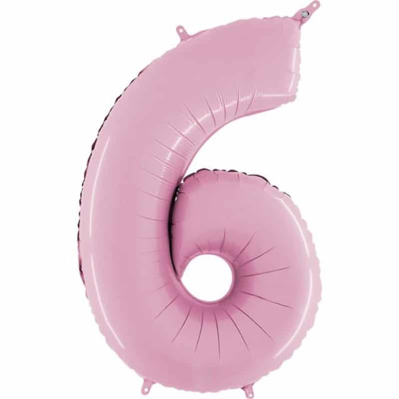 Pastel Pink Number 6 Balloon Helium Filled - 26"