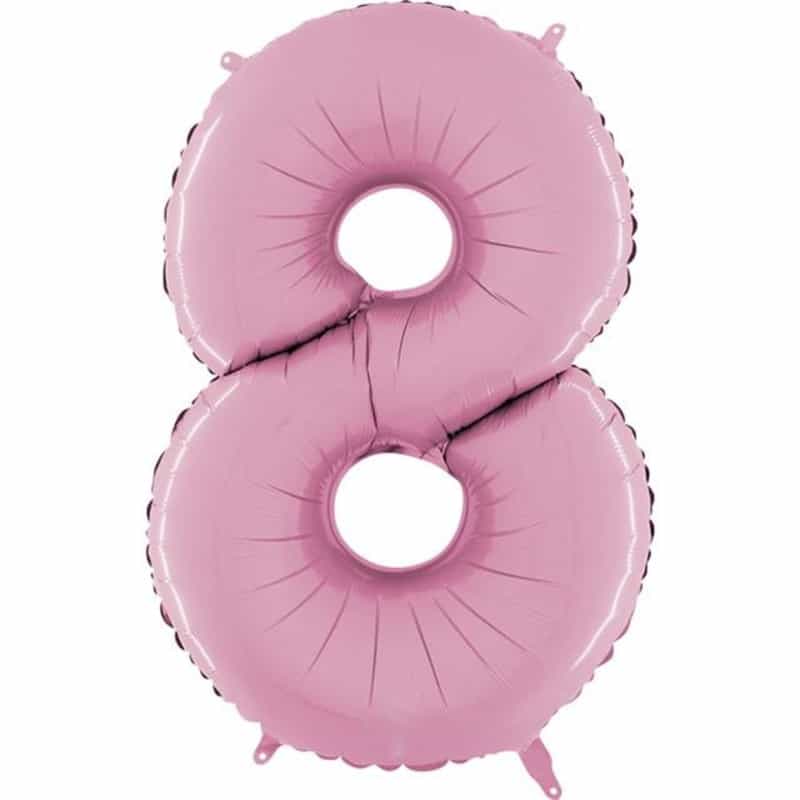 Pastel Pink Number 8 Balloon Helium Filled - 26"