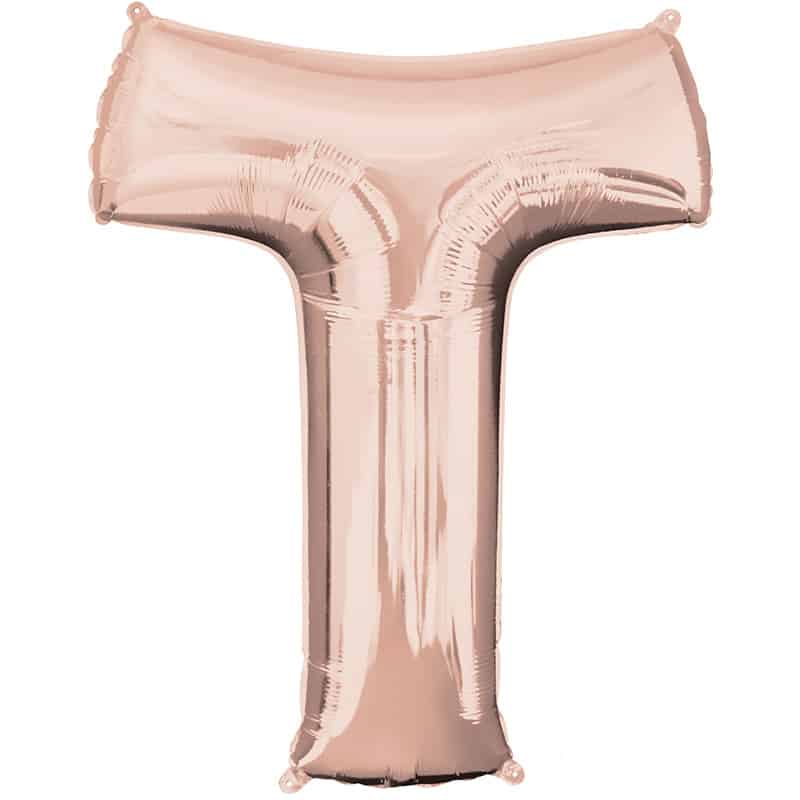 Rose Gold Letter T Helium Filled - 34"